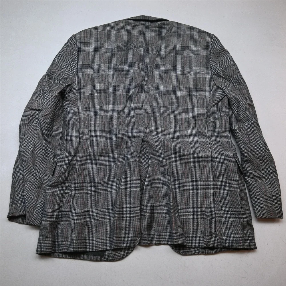 Vtg 44R 36x32 Blue Prince of Wales Check Flannel Wool Mens Jacket Pants Suit
